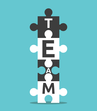 79820066 Vertically Stacked Puzzles With Team Word Teamwork Partnership And Cooperation Concept Flat Design