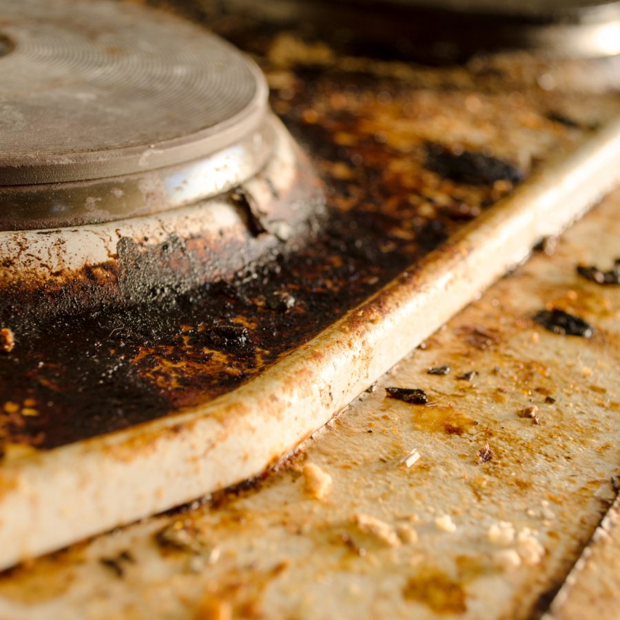 Rust stains on the old electric stove